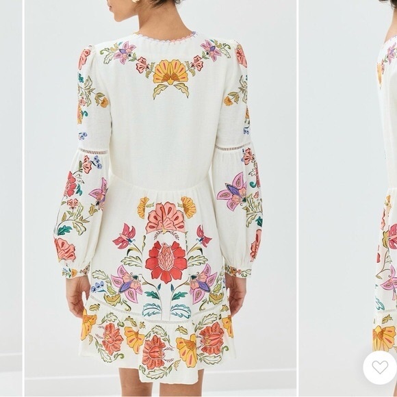 Farm Rio Off White Floral Insects Mini Dress - Picture 2 of 5